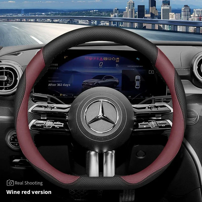 Ultra-Thin Luxury Anti-Slip Leather Steering Wheel Cover For Mercedes Benz W176 W177 W203 W204 W205 W210 W211 W212 CLA CLK CLS
