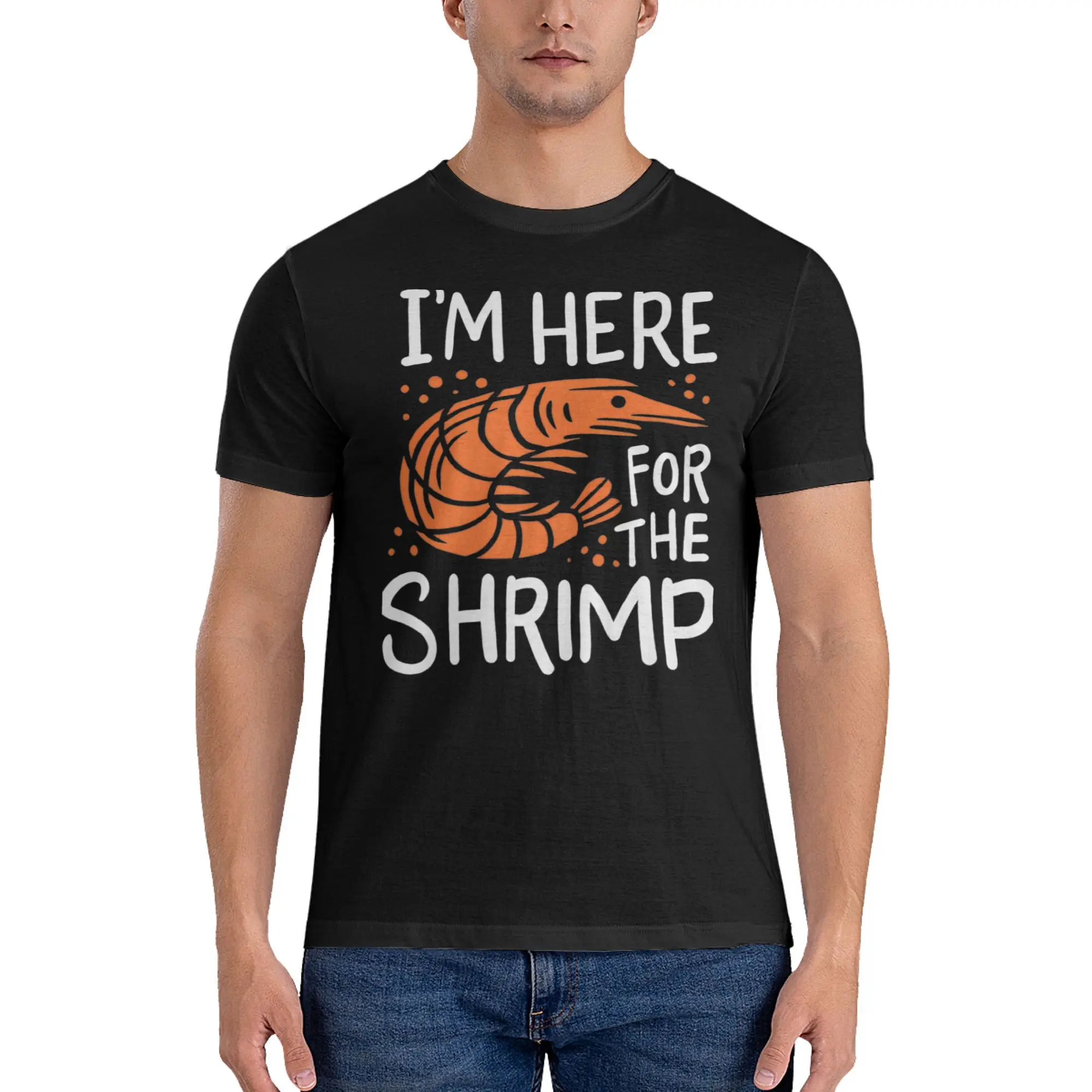 Shrimp Seafood Graphic Printed T Shirts Men Women Meme Funny 100% Cotton  Tee Shirt Clothes ZM029