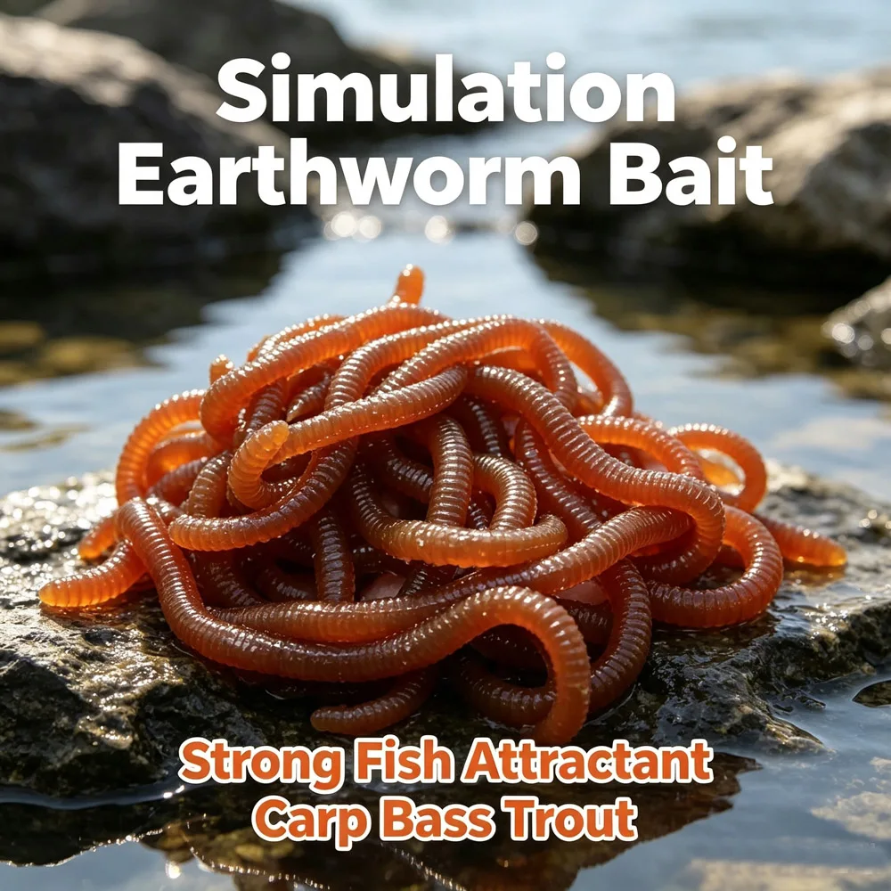 Lebensechte Künstliche Regenwurm-Weichköder Biomimetische Silikon-Wurmköder mit Fischgeruch Simulierte Regenwürmer für Karpfen und Barsch – Detail 1