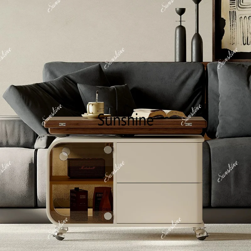 French lift coffee table living room cream wind movable folding trolley