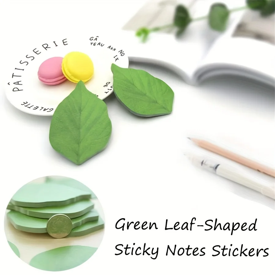 50 Pages/set of Leaf Shaped Sticky Notes Notebook, Memo Fridge Stickers