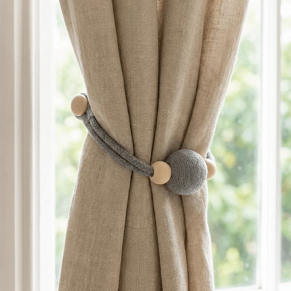 Adjustable Magnetic Curtain Binding Strap Anti-Slip Minimalist Curtain Tiebacks with Beads Decorative Curtains Tie Rope