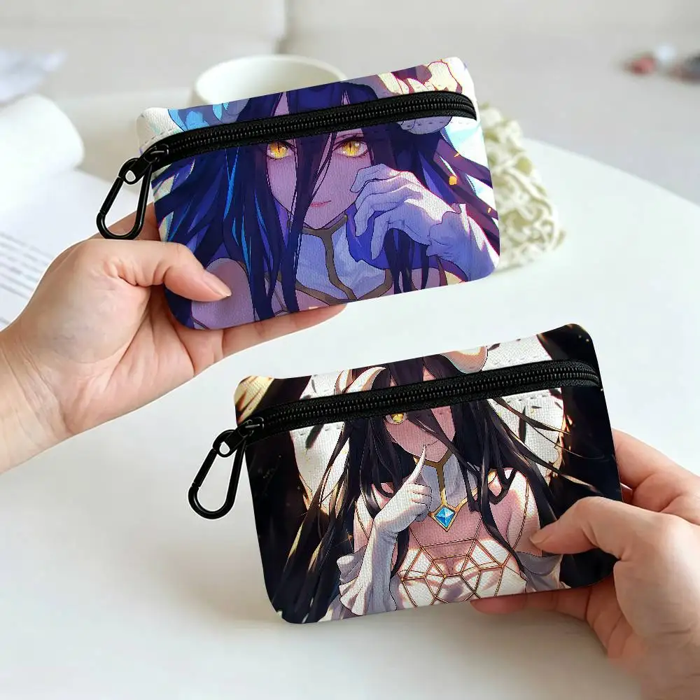 Gamer Albedo Anime Girls Wear-resistant Oxford Cloth Coin Purse Portable Backpack Hanging Card Storage Bag