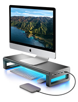 Aluminum Monitor Stand Holder Metal Riser USB 3.0 laptop stand with Fast Charging Transfer Data,Keyboard and Mouse Storage Desk