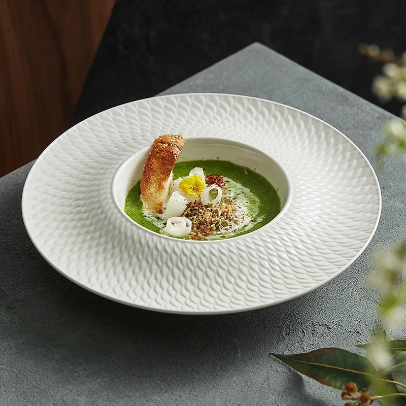 Chengxiang ceramic plate dish household western food plate pasta straw hat plate soup senior hotel tableware