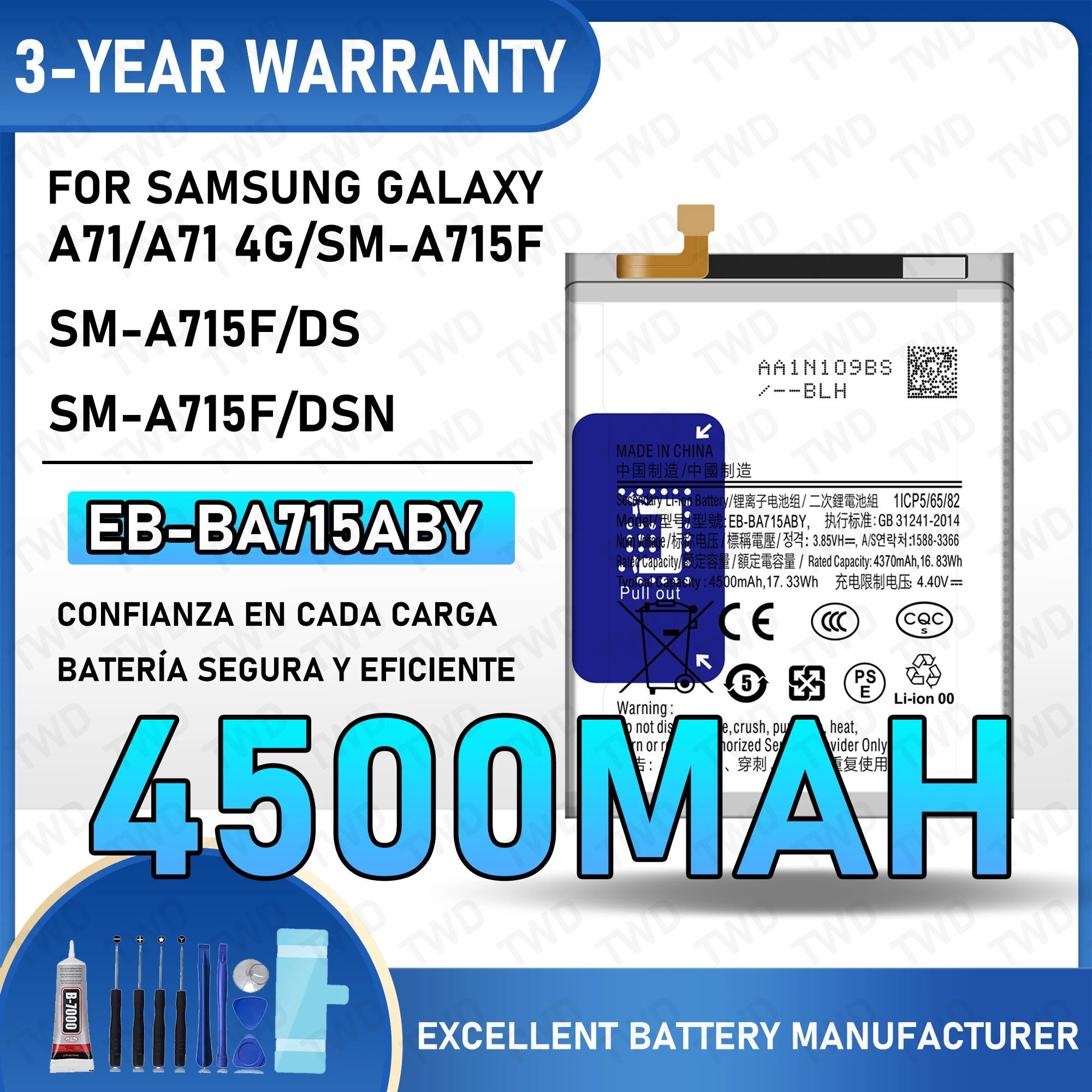EB-BA715ABY بطارية ذات سعة كبيرة لأجهزة سامسونج جالاكسي A71/A71 4G/SM-A715F/SM-A715F/DS بطاريات جديدة عالية الجودة + أدوات مجانية