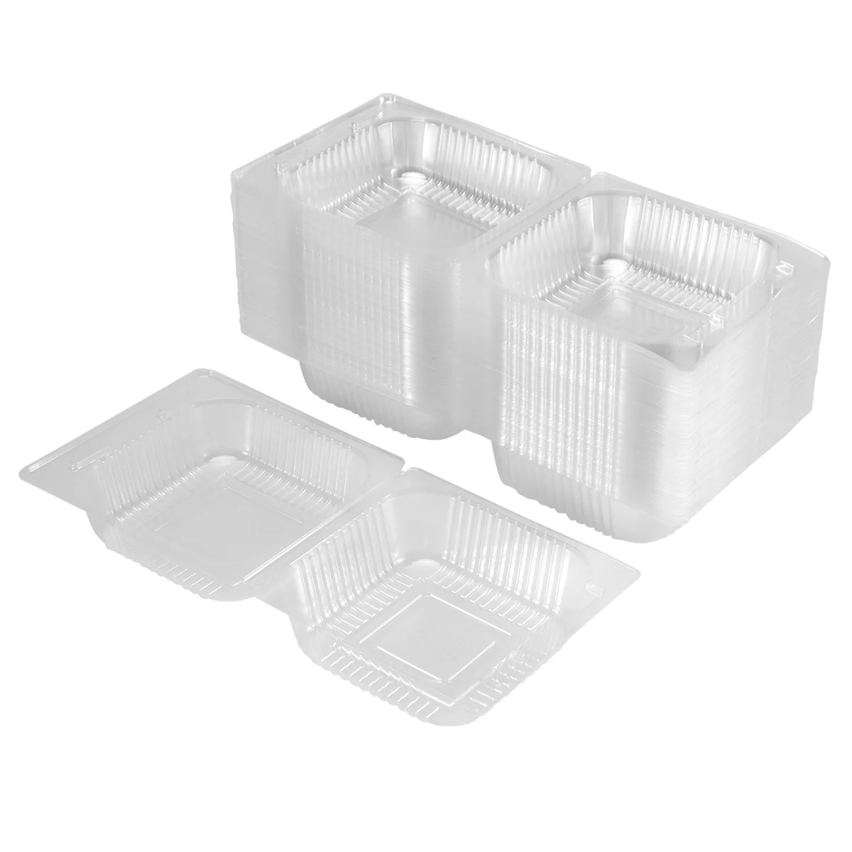 

JLMC 100 шт. одиночные индивидуальные коробки для ломтиков торта, десертные контейнеры, коробки для чизкейков, штабелируемые квадратные коробки, прозрачные коробки для еды