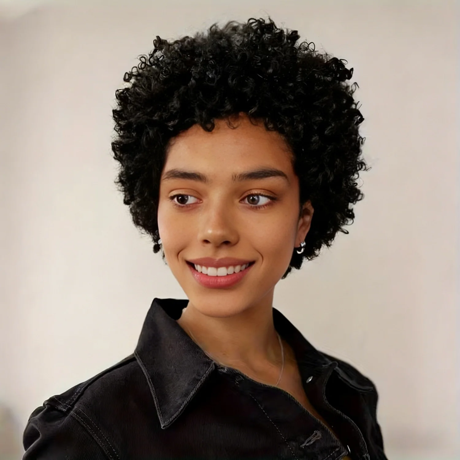 

Короткий кудрявый парик-пикси из натуральных волос, полностью машинной работы, бразильский, многослойный, с челкой, для чернокожих женщин