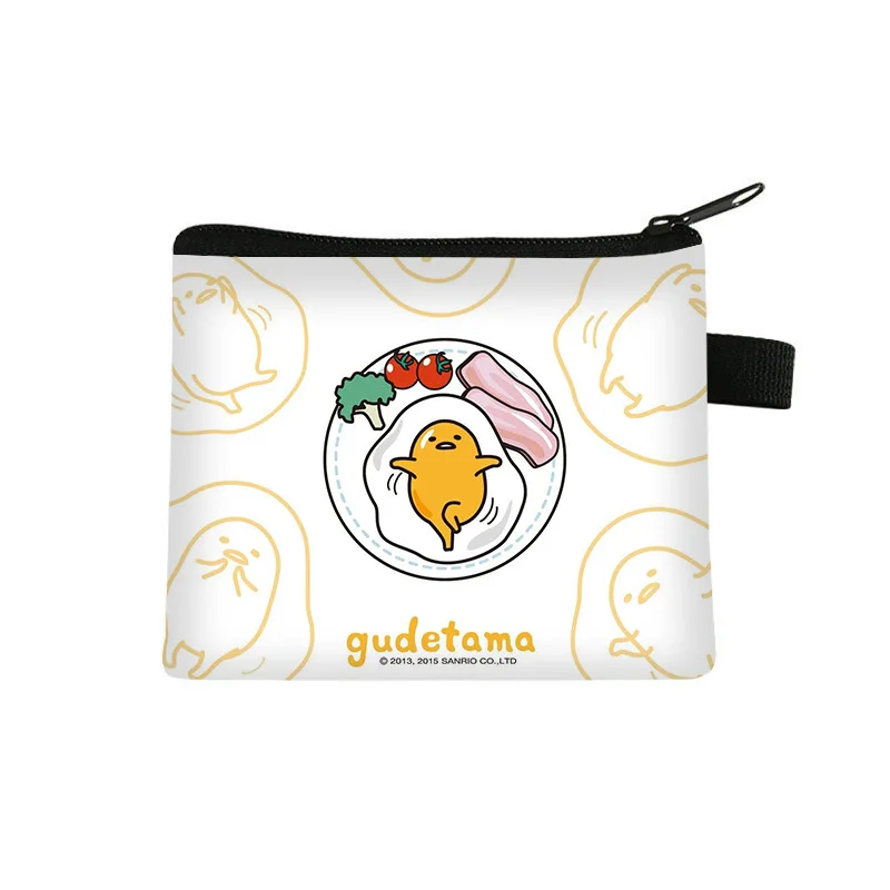 Kawaii Sanrio Gudetama Coin Purse Child Anime Peripherals Wallet Short Lipstick Earphone Charger Storage Bag Simple Girl Gift