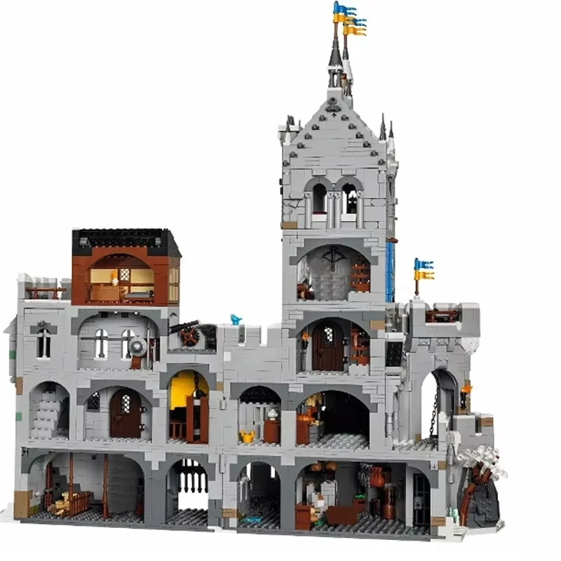 

3995 деталей: Европейская средневековая уличная сцена, модель горной крепости MOC, креативный конструктор DIY, развивающая игрушка-головоломка для детей, подарок на день рождения