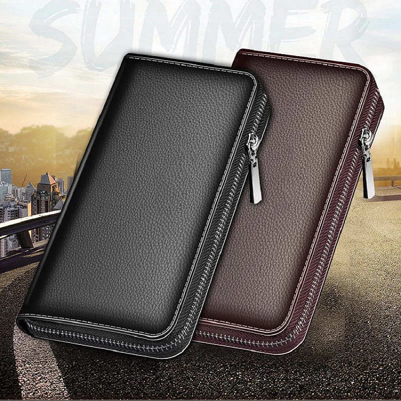 Men's PU Zipper Handbag Large Capacity Long Wallet Clutch Bag Multi-Card Holder Coin Purse Luxury Design bag