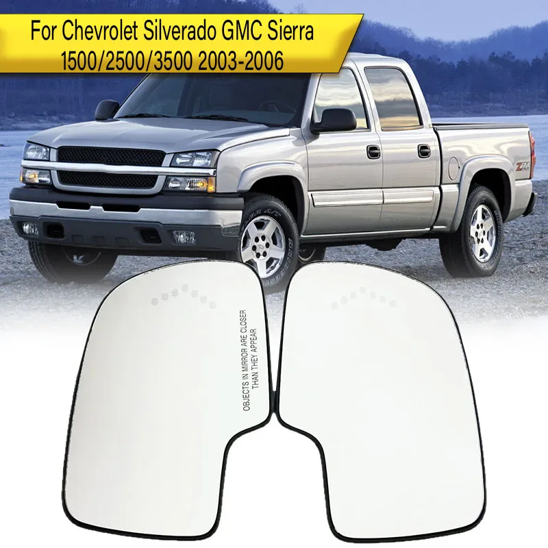 For Chevrolet Silverado GMC Sierra 1500 2500 3500 2003-2006 Rearview Mirror Lens With Heating Blind Spot Detection System