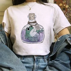 Women's T-shirt Spring Summer New Cartoon Frog Print Basic O-neck T-shirt Women's Street Wear Harajuku T-shirt Kawaii Graphic T-