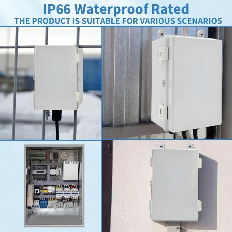 IP66 Waterproof Outdoor Electrical Box Junction Box ABS Enclosure Project Distribution Box with Mounting Plate with Wall Bracket
