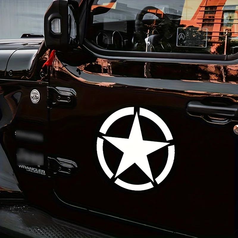 5-Point Star Military Decals for Cars | WWII US Army Reflective Vinyl Stickers | Patriotic Truck Accessories | Scratch Resistant
