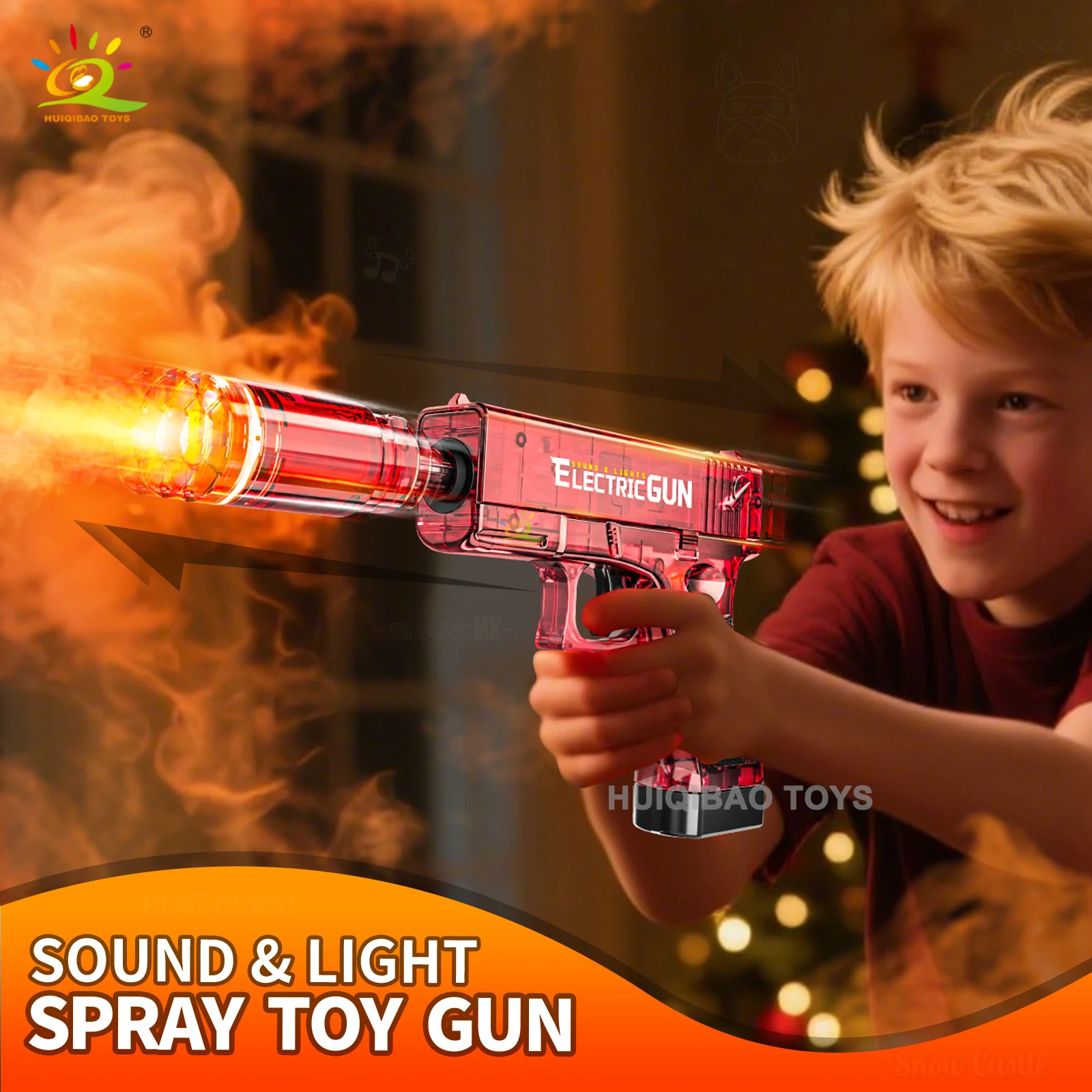 새로운 협업형 전기 스프레이 에디션 사운드 & 라이트 장난감 총 라이트 효과, 스프레이 기능, 진동, 사운드 효과 장난감 선물