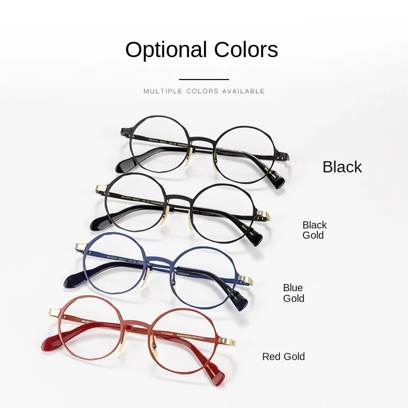 Retro round frame pure titanium frame asymmetrical personalized glasses frame for men and women