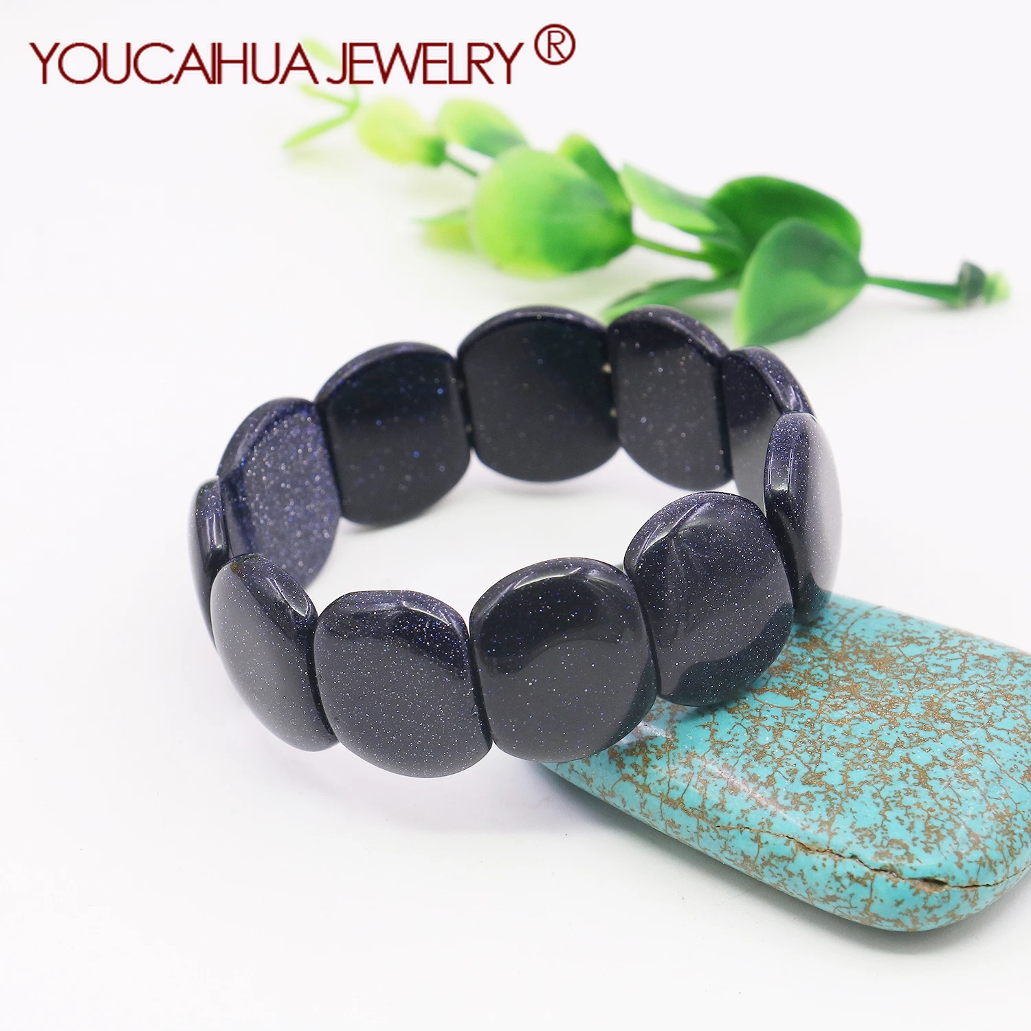 

14x18mm Natural Blue Sandstone Bracelet Accessory Crafts Hand Chain Lucky Stone Gift 7inch Women Girl Gift Jewelry Making Design