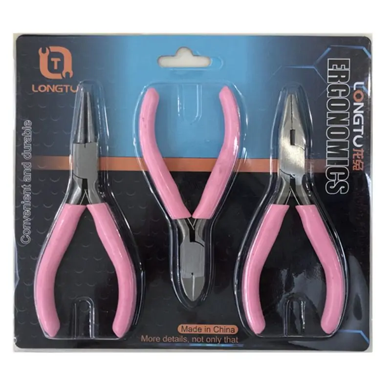 3Pcs Jewelry Pink Pliers Set Wire Cutting Bending Plier Jewelry Making Tools