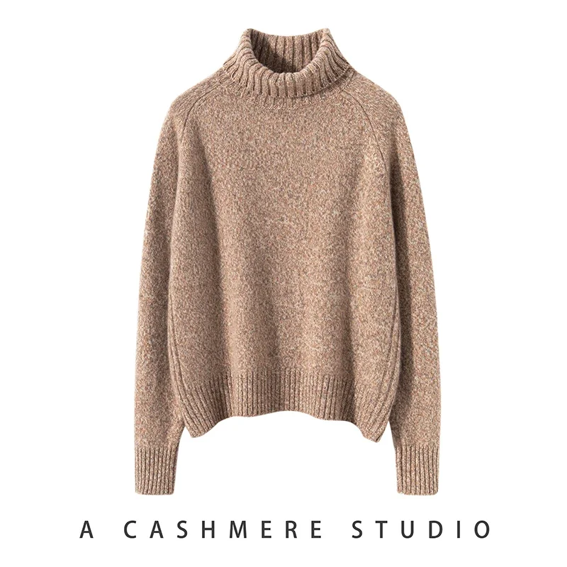 2023 Hot Sale Autumn Winter New 100% Pure Cashmere Sweater Turtleneck Women\'s Thicken Warm Female Loose Large Size Knit Jumper