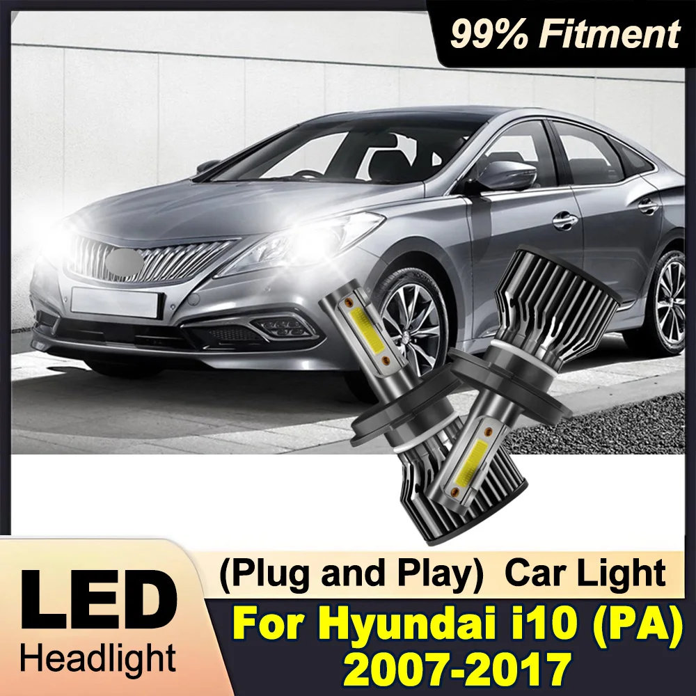 

2PCS Car LED Headlight 6000K White H4 High Low Beam Headlamp 30000LM 300W For Hyundai i10 (PA) 2007-2017 Plug and Play Car Light