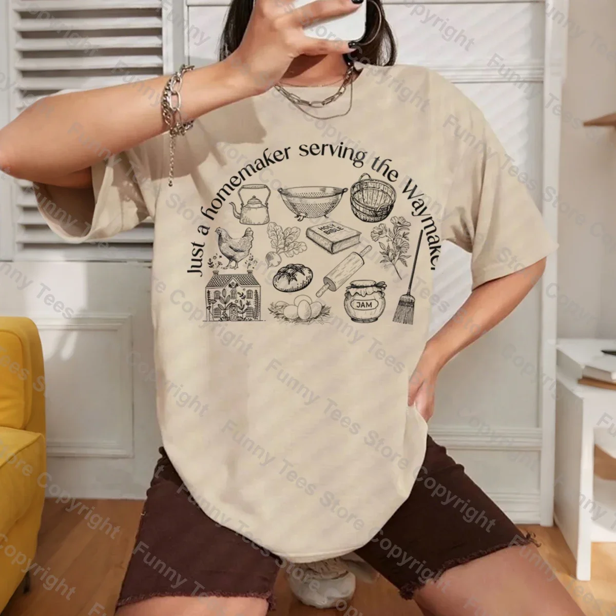 Homemaker Waymaker Christian Wife T-Shirts Women Retro Bible Verse T Shirt Cute Mom Shirt Loose Jesus Faith Top Mothers Day Gift