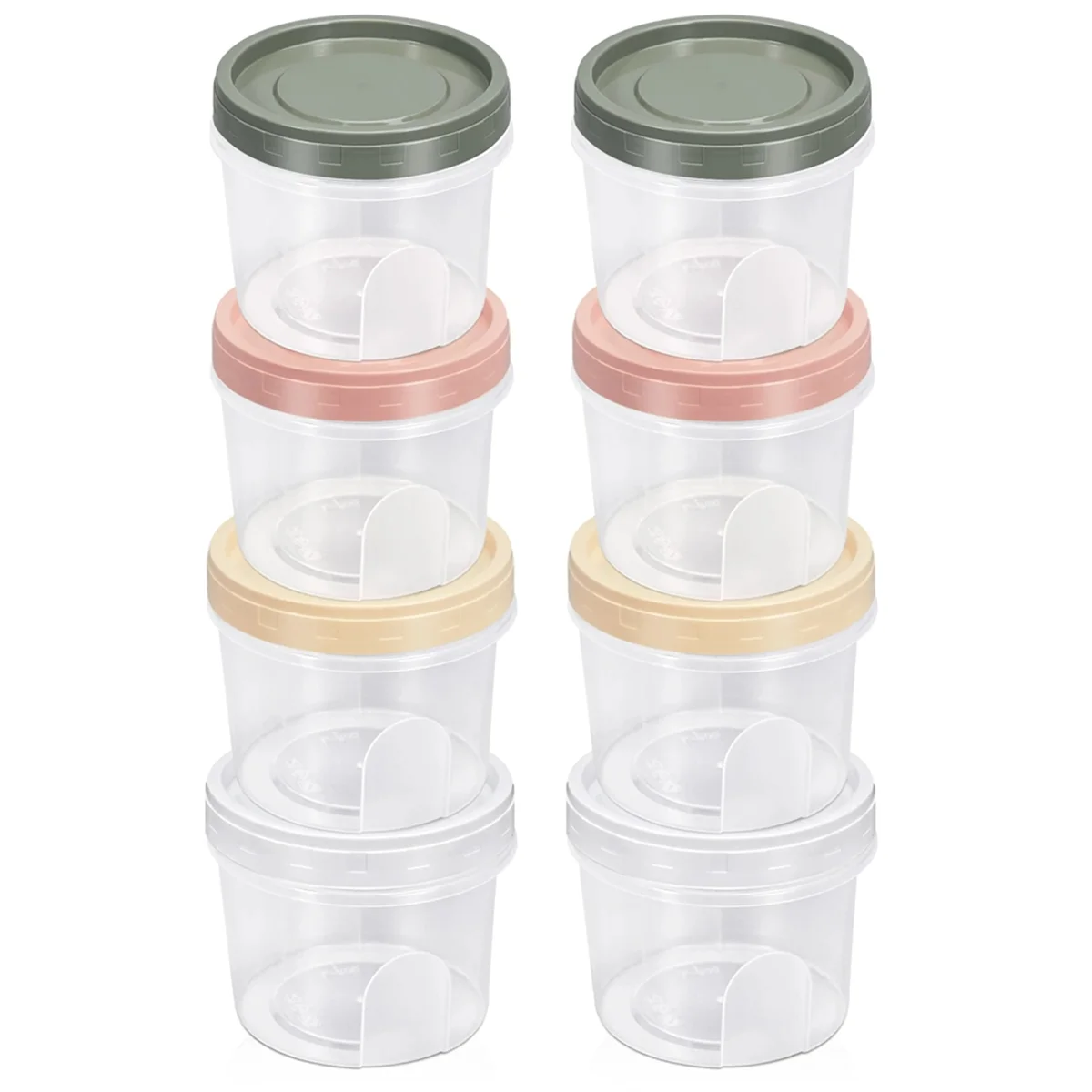 8PCS Round Plastic Containers with Lids, Reuseable Small Freezer Storage Container Jars with Screw Lid 700ML