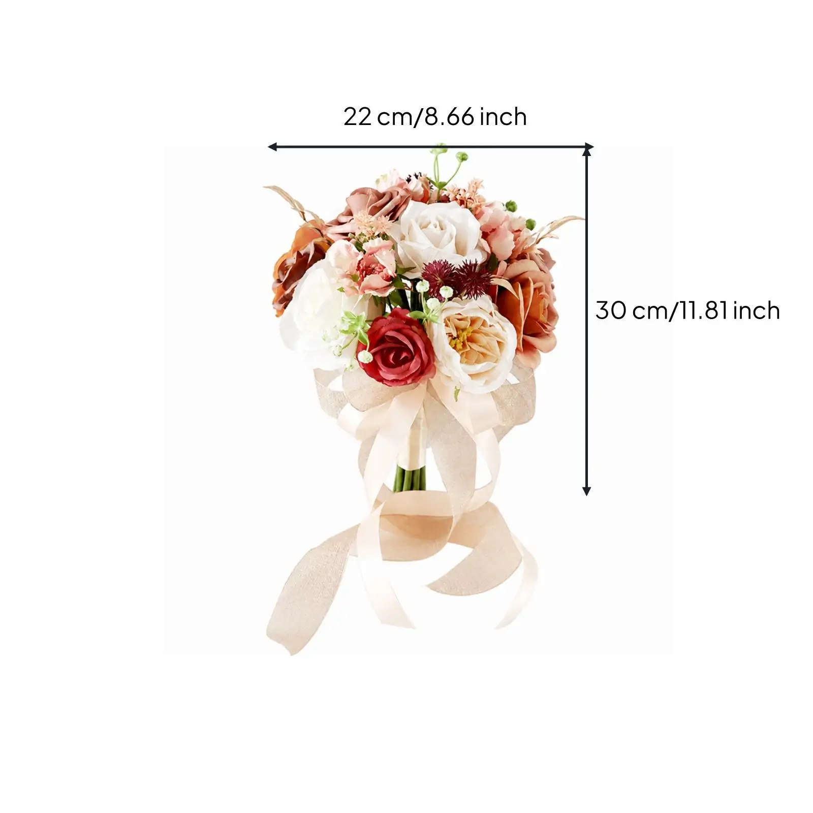 Silk Flower Bridal Bouquet with Trailing Ribbons for Wedding Bride Photography Decoration