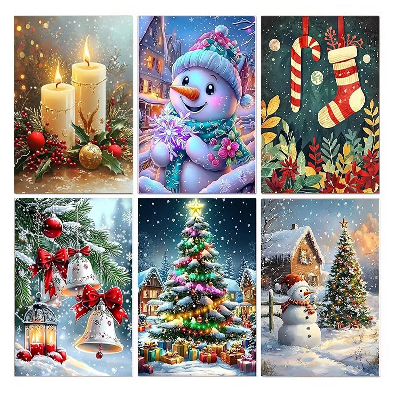 AB Drill Diamantmalerei, Weihnachtsschneemann 5D Diamantmalerei, Diamantmalerei-Set für Erwachsene und Anfänger, DIY Mosaik Maki