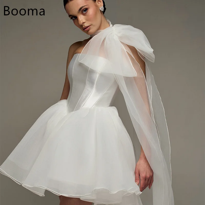 

Booma A-Line Strapless Simple Satin Mini Elegant Wedding Dresses Sleeveless Brides Gown Custom Made 2025