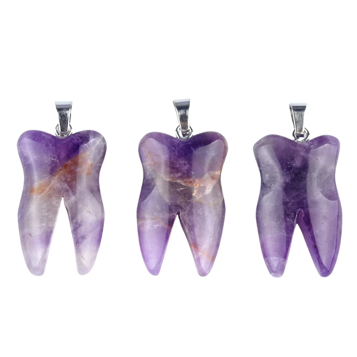 Natural Amethyst Tooth Pendant for Jewelry Making handmade Craved Gemstone Teeth Pendants Health Chakra Cord