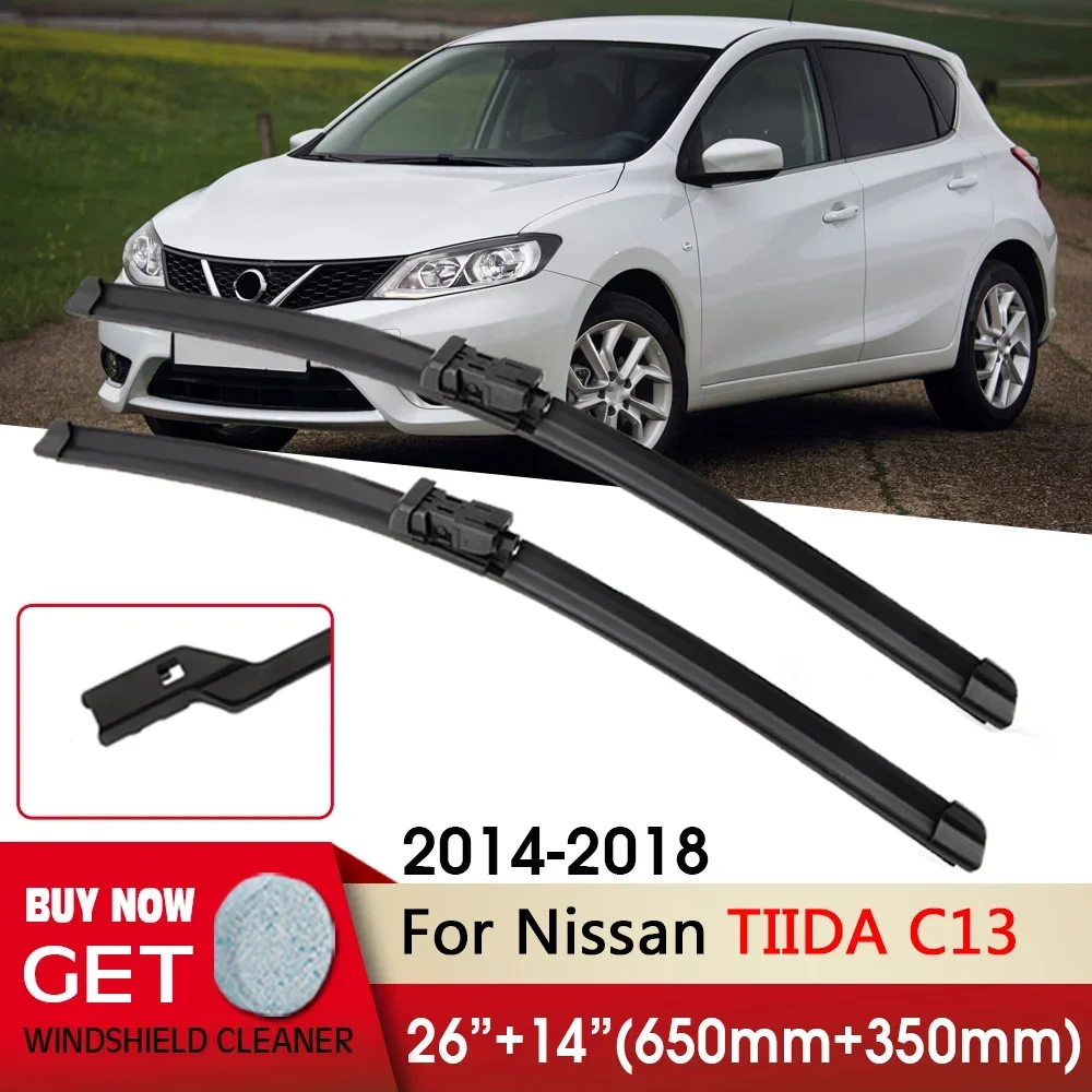 

Car Wiper Front Wiper Blade 26"+14" For Nissan TIIDA C13 2014-2018 Fit push button Front Windscreen Wipers Auto Accessories