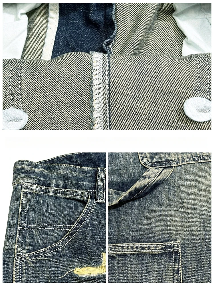 High Quality Ripped Patch Baggy Jeans Korean Fashion Loose Men\'S Clothing Streetwear Denim Cargo Men Pants Harajuku Trousers