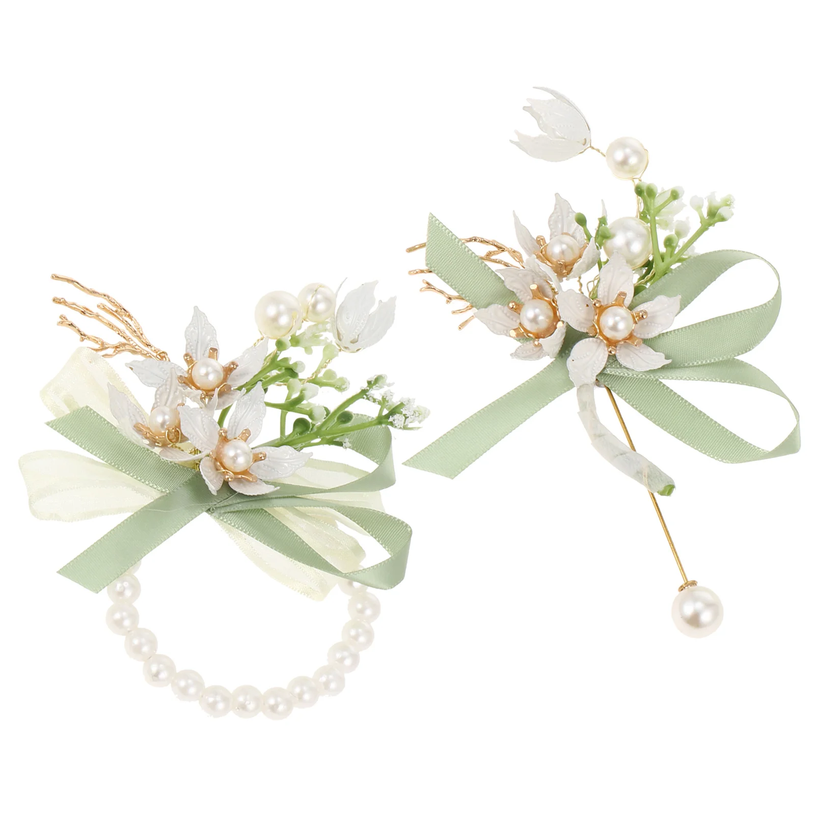 2 قطعة زهرة المعصم الصدار مجموعة العروس وصيفه الشرف اكسسوارات الزفاف مجوهرات الزفاف زهرة العروة لوازم الزفاف بروش