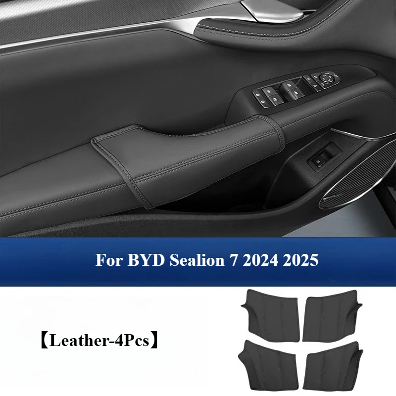 

Для BYD Sealion 7 2024 2025 кожаные перчатки для дверных ручек автомобиля, передняя и задняя внутренняя дверная панель, нижняя ручка, защитный чехол, аксессуары