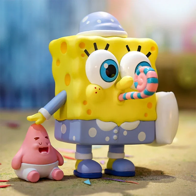 POP MART SpongeBob Pajama Party Series Blind Box Mystery Box Kawaii Ornaments Figurines Home Decor Desktop Model Doll Gilrs Gift