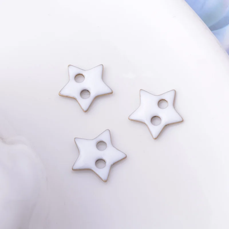 30 Stück 12mm Kupfer-Doppelloch-Sternperlen für Halsketten und Anhänger, beidseitig emailliert, Schmuckzubehör für Armbänder, kein Verblassen – Detail 7