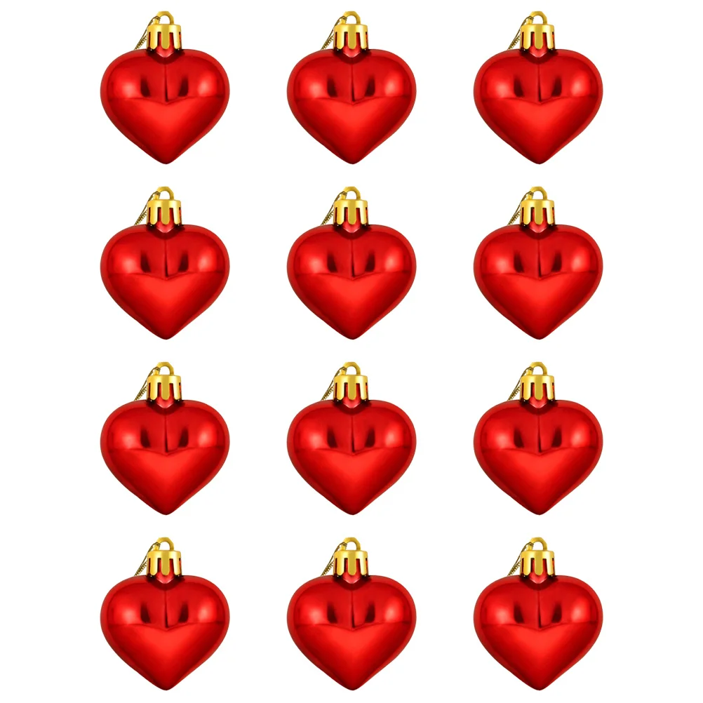 

36Pcs Christmas Red Heart Shaped Pendants High Quality Hanging Ornaments for Xmas Decor Christmas Hanging Ornament