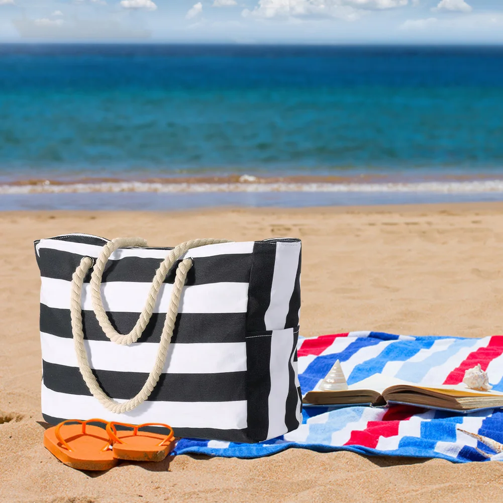 Beach Tote Bag Waterproof Sandproof Swim Pool Bag with Zipper Travel Overnight Bag for Women