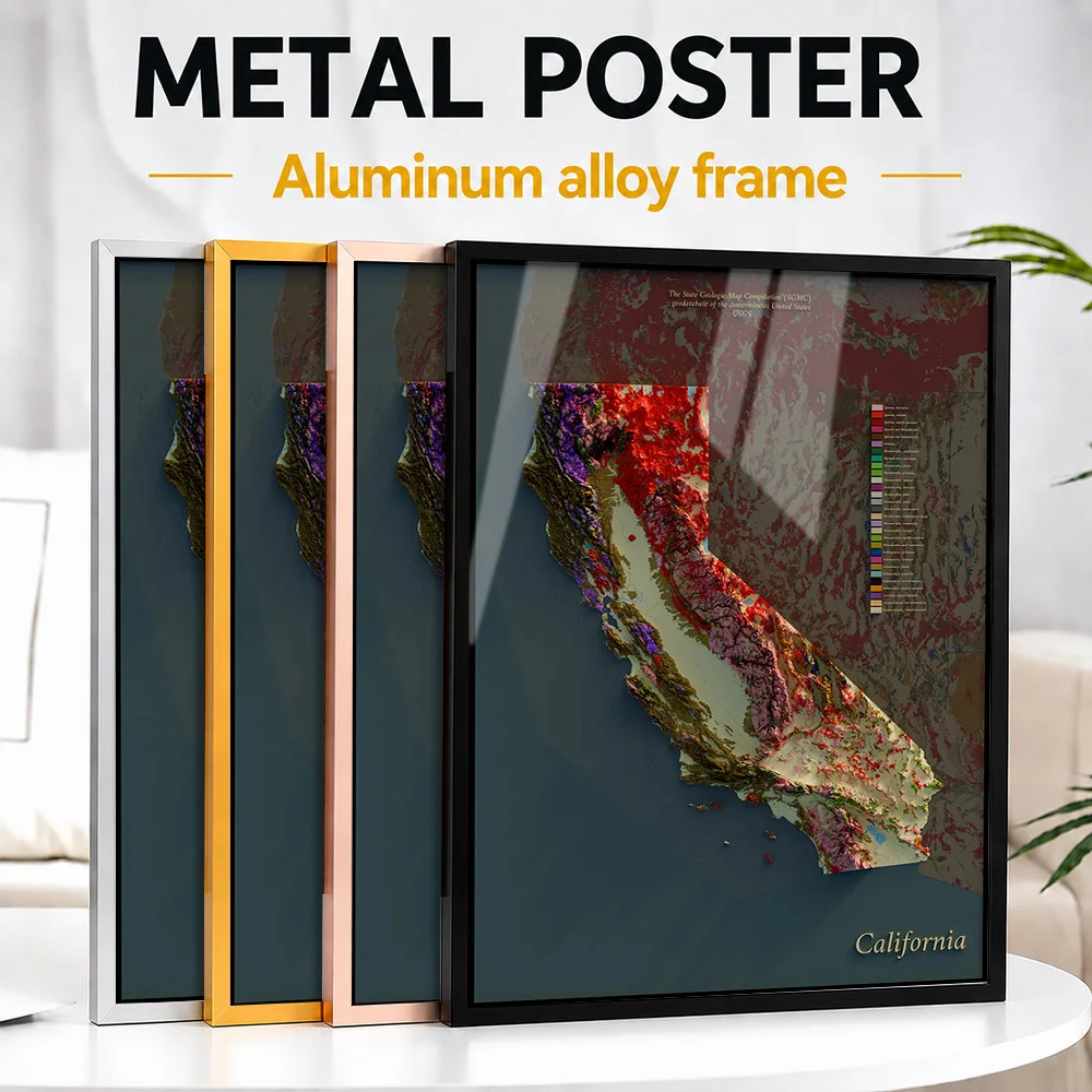 California Geological Map Framed Metal Print Customized Scenic Tribute Wall Art A Unique Gift For Travelers To Display In Office