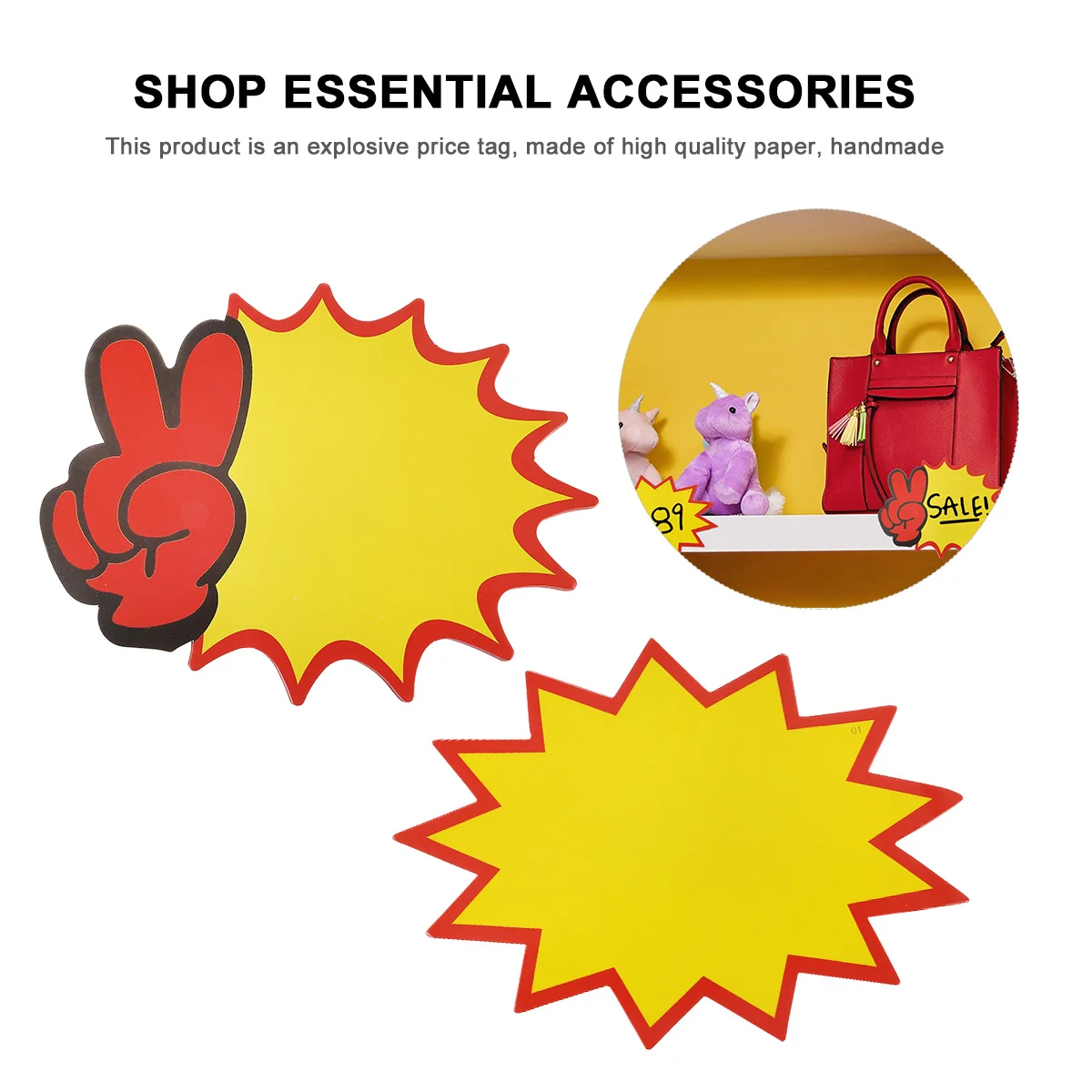 

100 Pcs Price Tag Retail Tags Explosion Sign Blank Advertising Paper Sticker Holder Stand Tabs