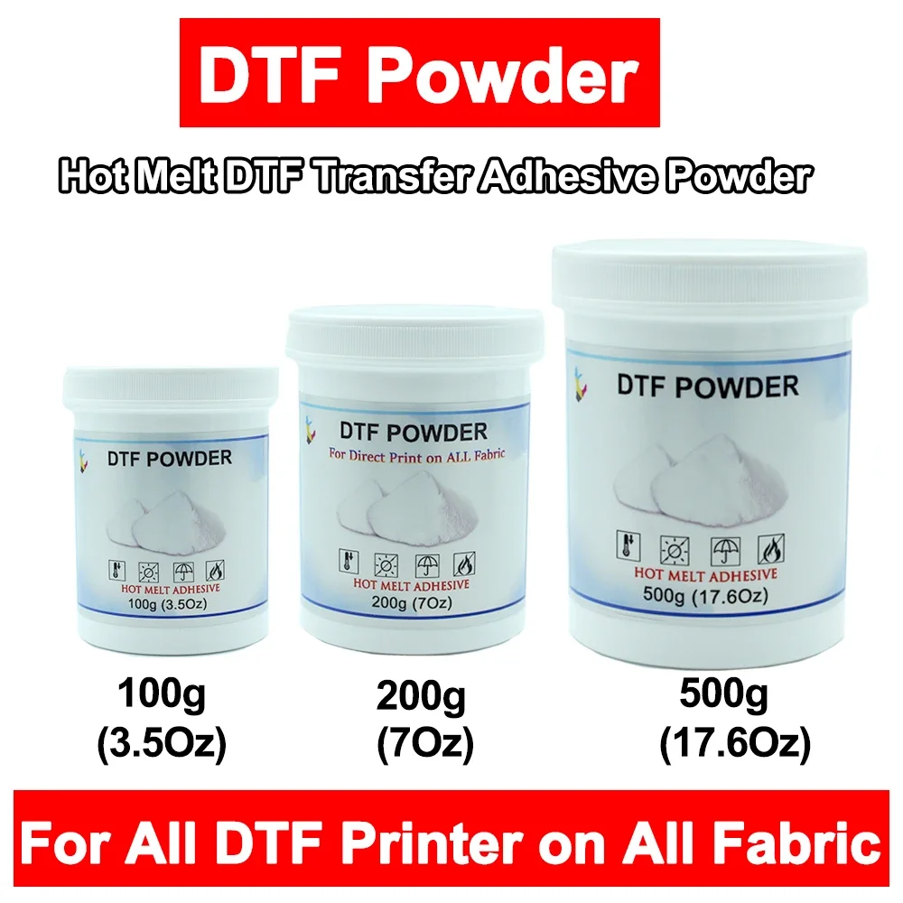 White DTF Powder 100g / 200g / 500g For All DTF Printer on All Fabric Hot Melt  Transfer Adhesive Powder on Direct To Film