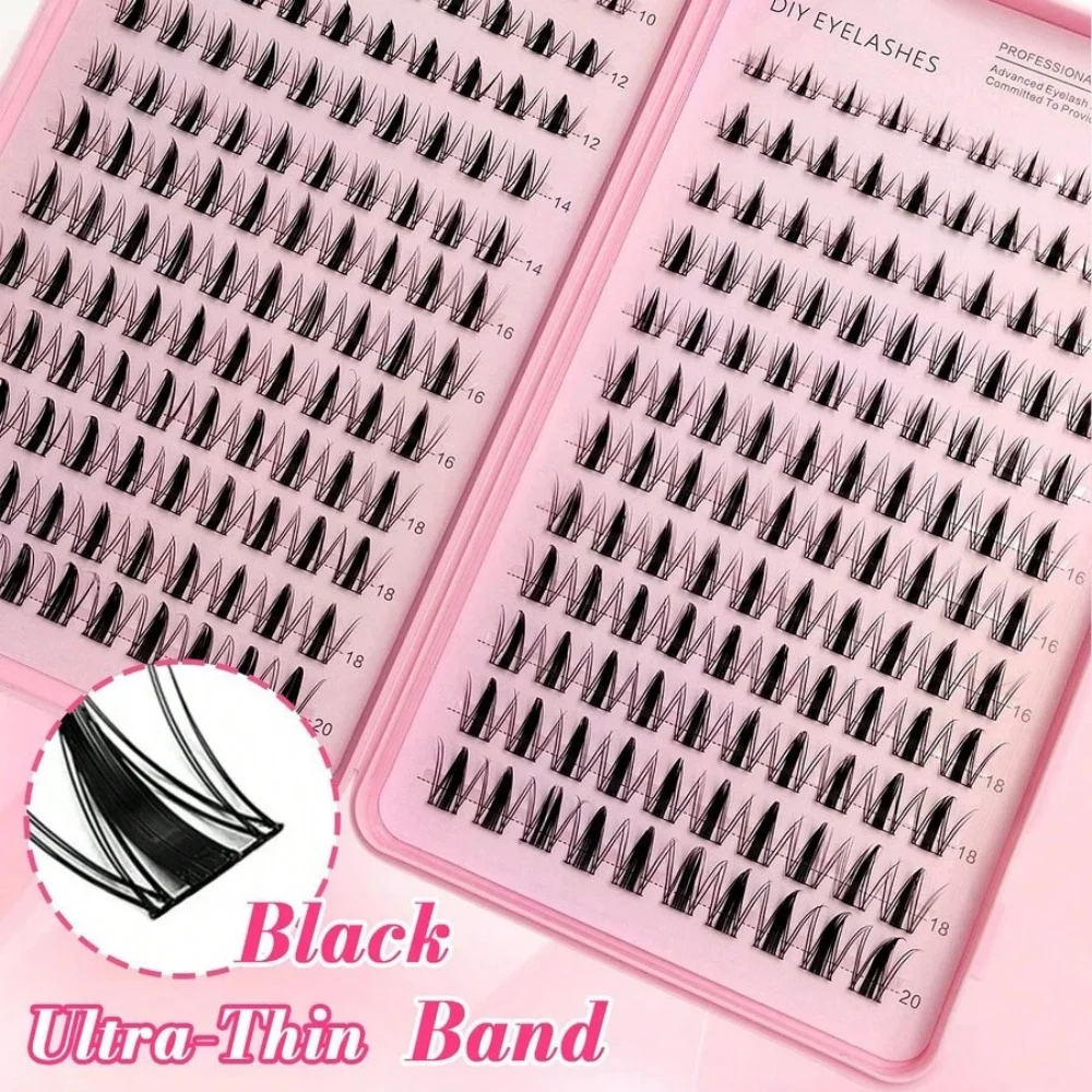 1 Box of 240 cartoon Cluster Shaped False Eyelashes, Wet cartoon Style Natural Cluster Connected Eyelashes, Novice Pointed Curle