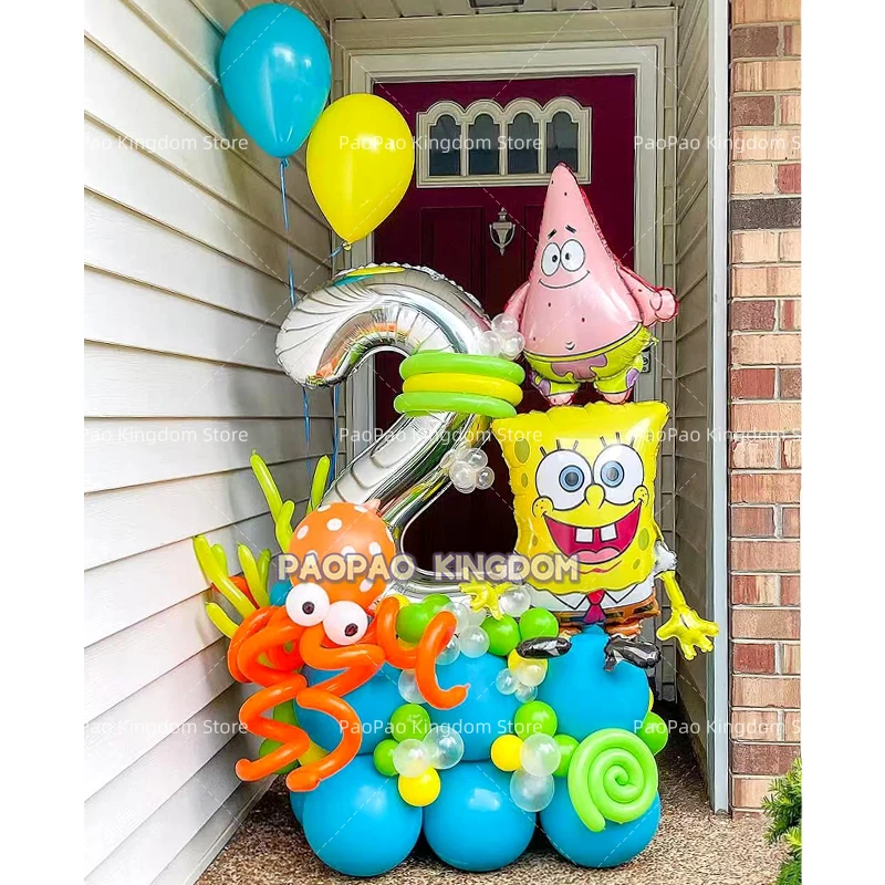 SpongeBob Schwammkopf Folienballon-Set Niedliche Cartoon-Ballons für Kinder Jungen Mädchen Geburtstagsfeier Dekorationen