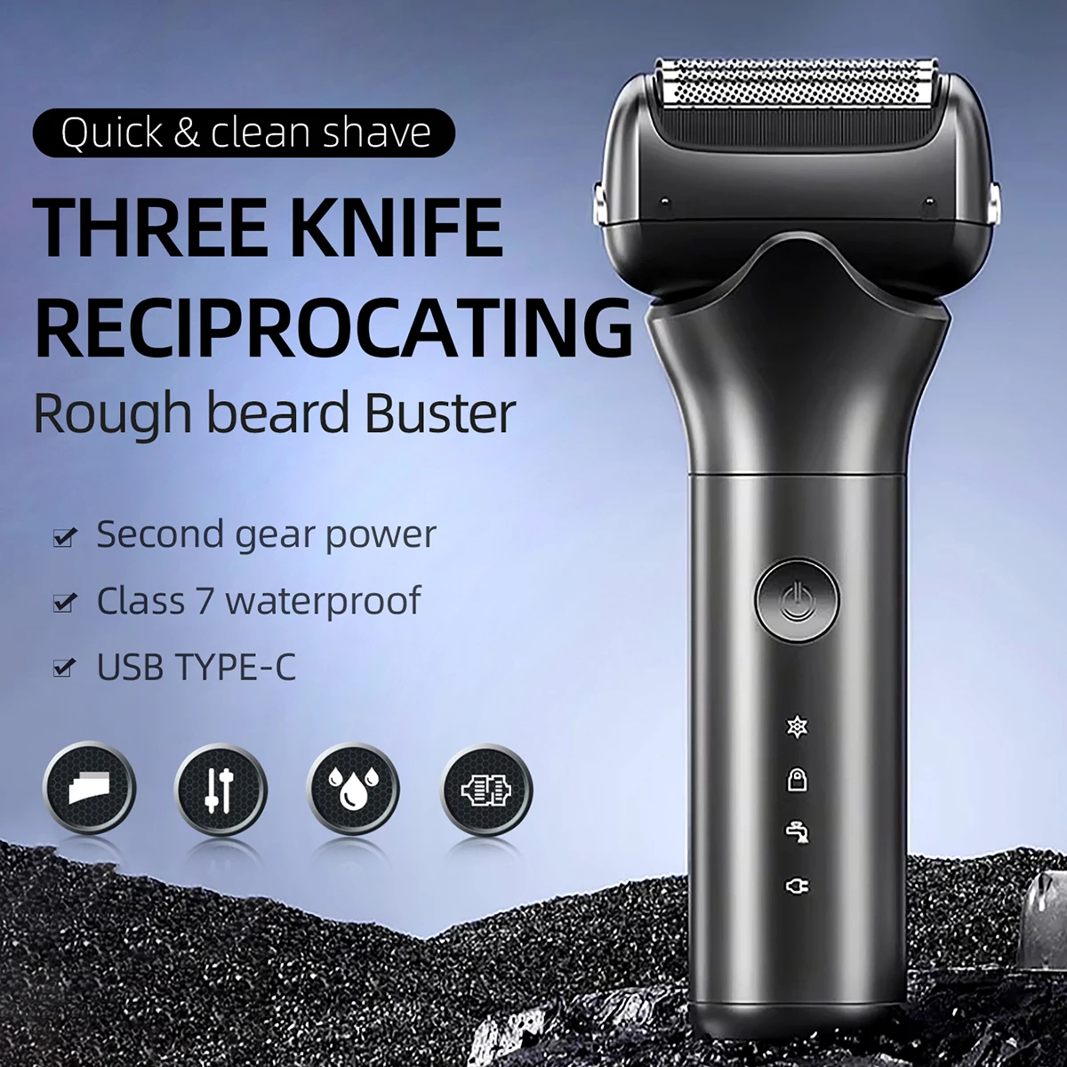 KIKIDO KK-S6 Rechargeable Cordless Shaver For Men Beard Shaver Machine Triple Blade Face Care Multifunction Strong Trimmer