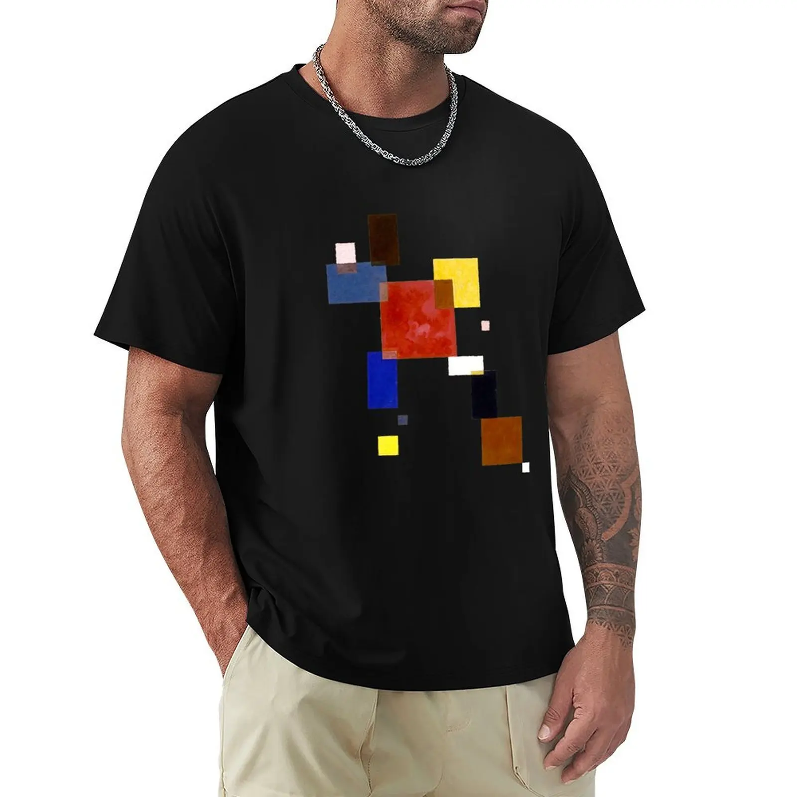 

HD. Rectangles, by Wassily Kandinsky T-Shirt Holiday Casual Short Sleeve Top