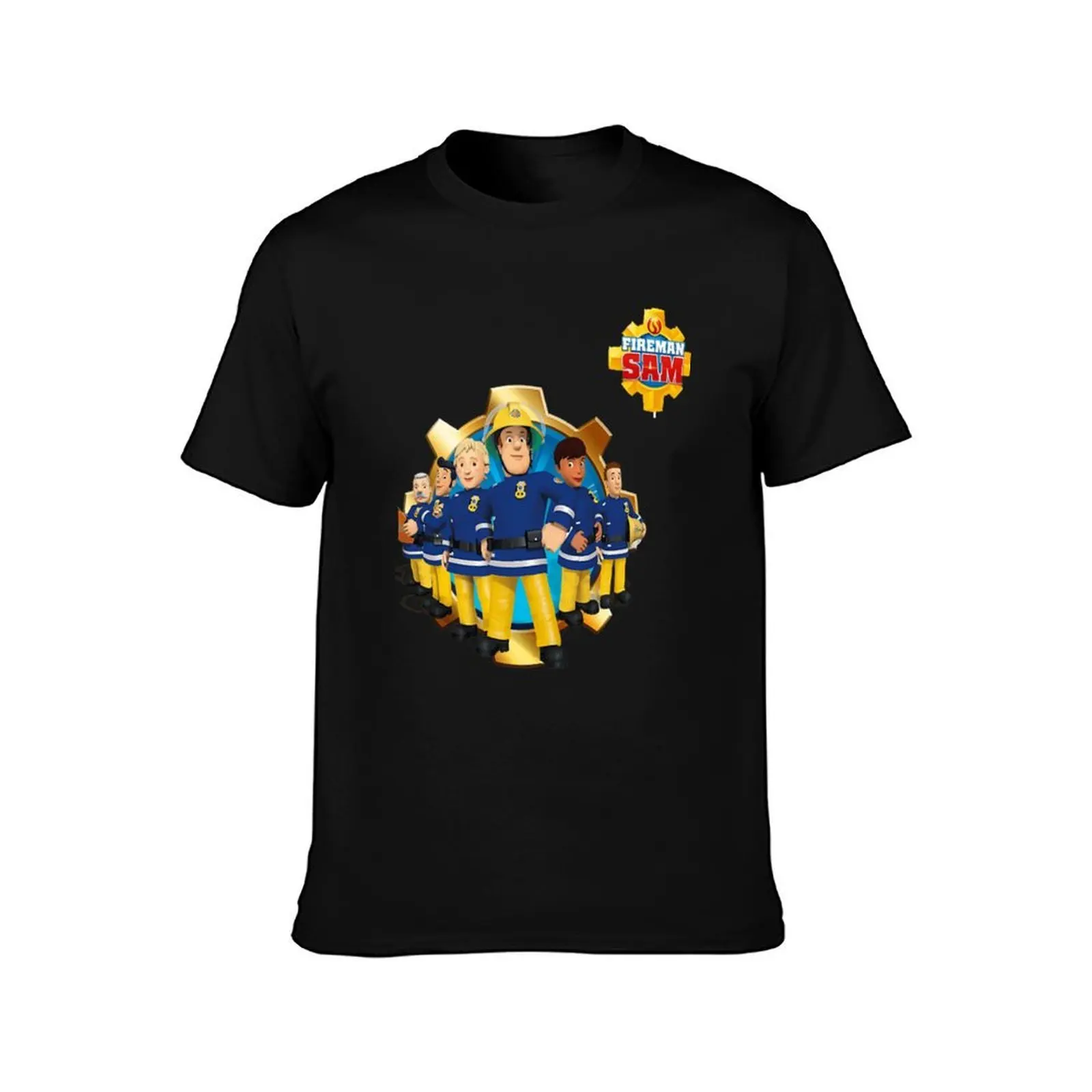 Fireman Sam T-Shirt, Summer Casual Cotton Tee, Oversized Streetwear Tops, Vintage Graphic Print, Loose Fit Short Sleeve