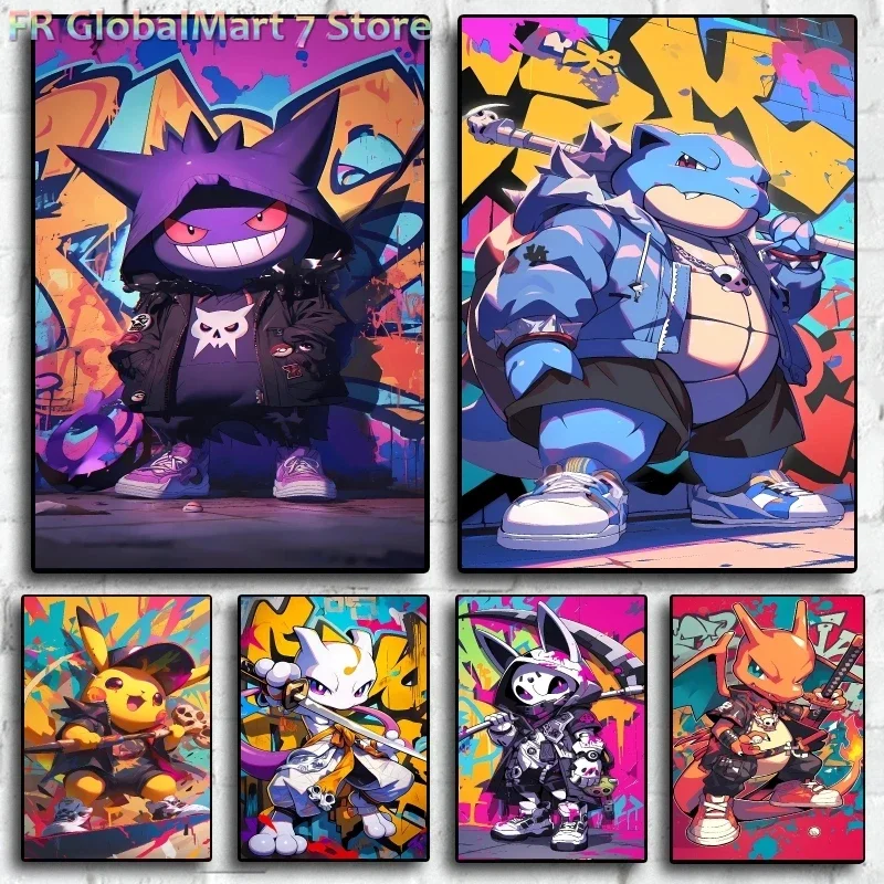Pokemon Gengar Wall Painting High Quality Canvas Fade Resistant Bringing Fashionable Anime Elements To Bedroom and Living Roo