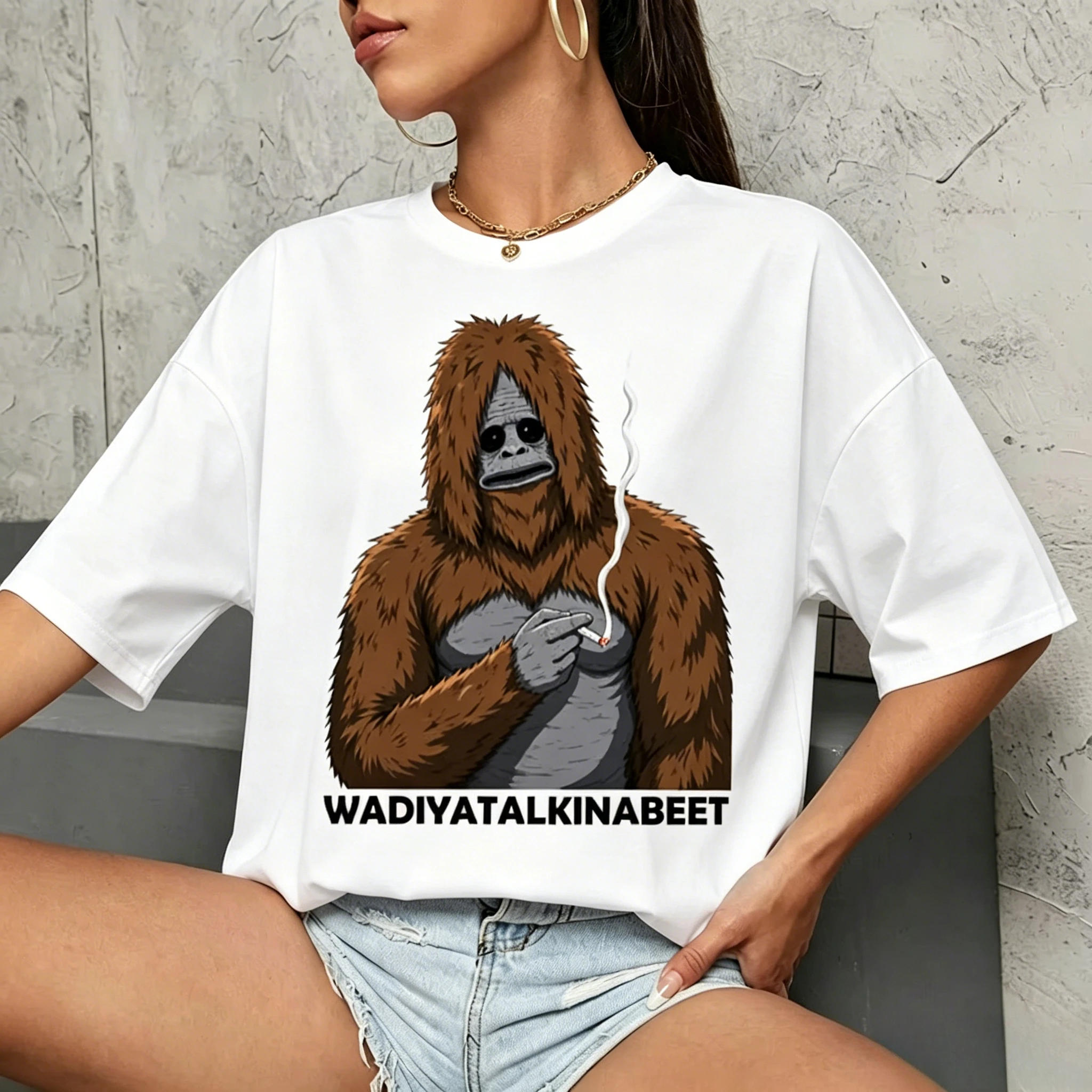 Sassy The Sasquatch Smoke Big Foot Lez Show Meme Funny Gift Summer Fashion T Shirt Shirts Oversized T Shirt Graphic T Shirts
