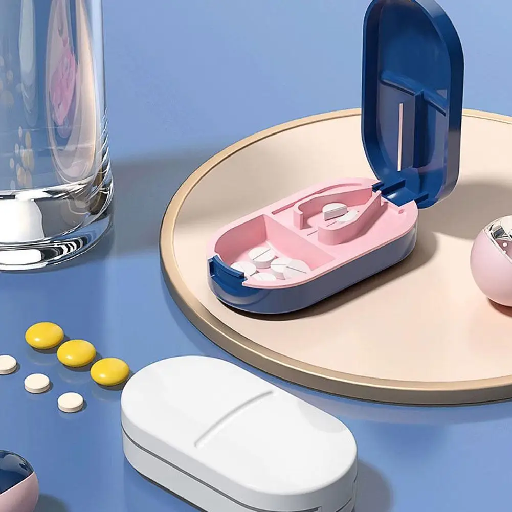 

Portable Multiple Pill Cutter with Storage Box Pill Crusher Adjustable Pill Splitter Stainless Steel Cutting Blade